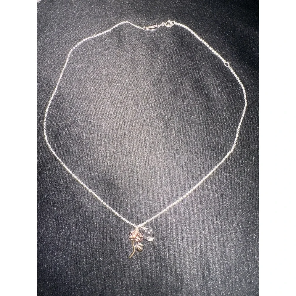 Disney Beauty And The Beast Enchanted Rose & Mirror Necklace Adjustable Chain